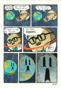 Cómic en en el que los seres humanos son el virus de La Tierra.